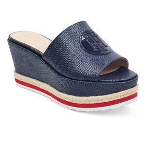 Tommy Hilfiger Navy and Red Wedge Sandals